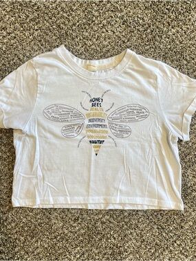 Recycled Threads White Bee Graphic Crop Top Size M